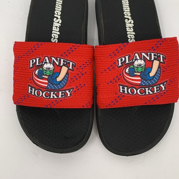 Summer Skates Planet Hockey slide sandals red blue laces flat shoe Small - Picture 4 of 5